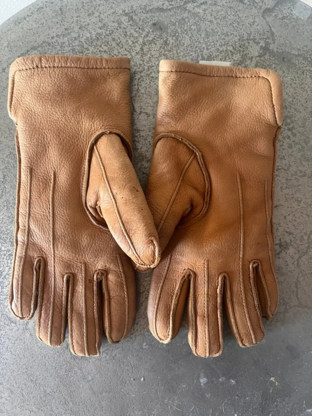 VINTAGE WOMENS L.L. BEAN DEERSKIN LEATHER GLOVES RABBIT FUR LINED SZ M MEDIUM